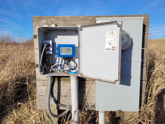 Storm Lake IA - Spirax Sarco UTM10 clamp on transit time flow meter and Cattron Aquavx Alarm System.