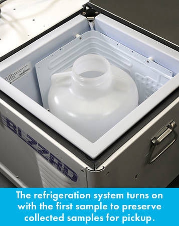 BLZZRD - the refrigeration system turns on with the first sample to preserve collected samples for pickup