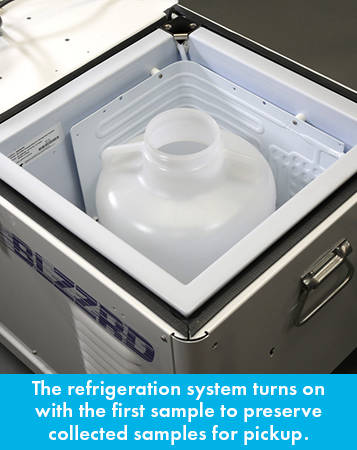 BLZZRD - the refrigeration system turns on with the first sample to preserve collected samples for pickup