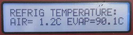 Sampler screen indicating temperature sensor problem