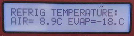 Sampler screen indicating proper work of the temperature sensors